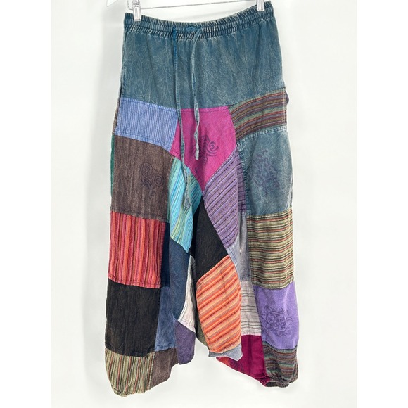 Kathmandu Imports Patchwork Harem Pants Boho Festival Drop Crotch Hippie Yoga OS - Picture 2 of 12